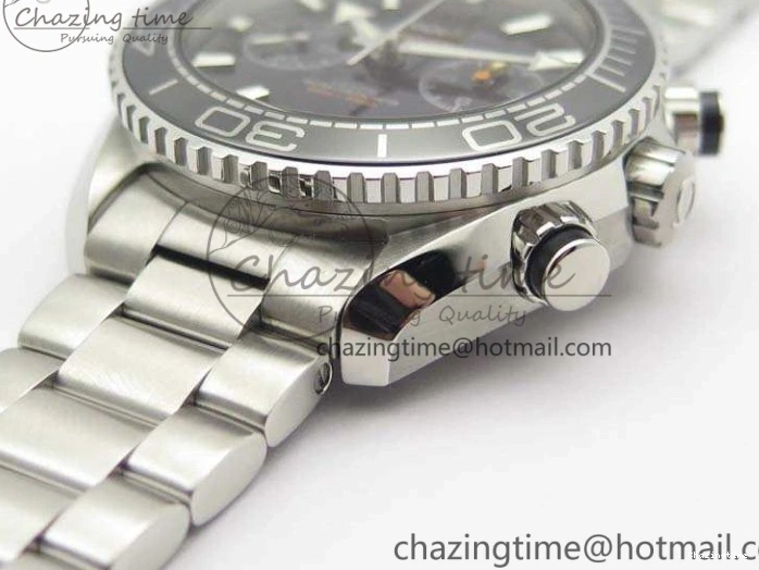 0511 Planet Ocean Master Chrono SS OM 1:1 Best Edition Black Dial On SS Bracelet A9900 V Fashionable 8113